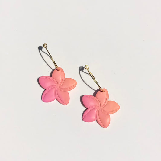 Plumeria Hoops - Short Ombré Pink & Orange