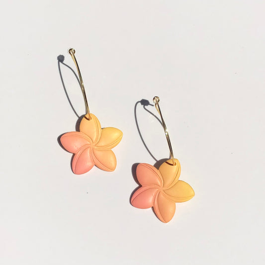 Plumeria Hoops - Ombré Orange & Yellow